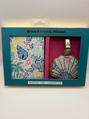 Wandering Moon Seashell Passport Case & Luggage Tag - Multicolor